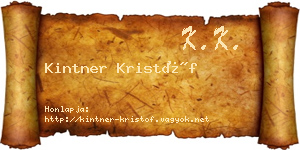 Kintner Kristóf névjegykártya